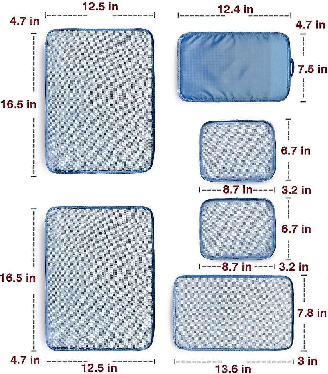 6pcs Packing Cubes with Shoe Bag Travel Organizer Set - Seablue V1263-JX-4367
