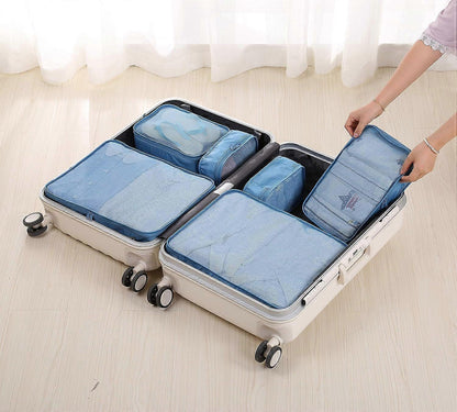 6pcs Packing Cubes with Shoe Bag Travel Organizer Set - Seablue V1263-JX-4367