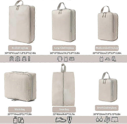 6pcs Packing Cubes Set Compression Bags & Organizers for Travel Suitcases V1263-JX-4368