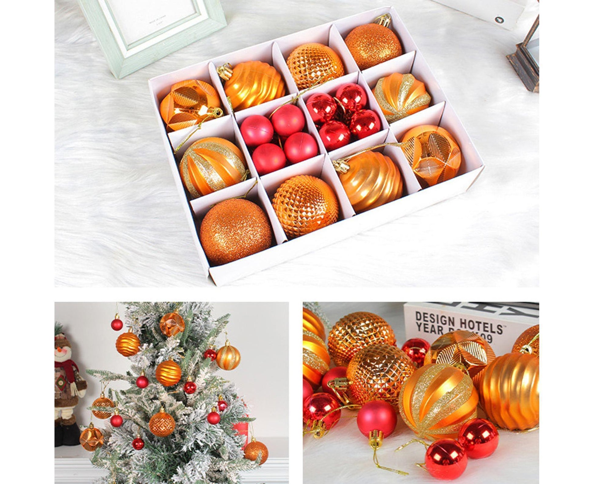 26Pcs Christmas Tree Balls Adorable Exquisite Prop-Orange V1263-JX-437
