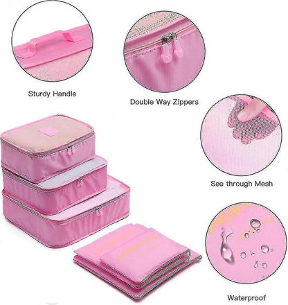6pcs Packing Cubes Travel Storage Zip Organizers for Clothes, Socks, Underwear V1263-JX-4375