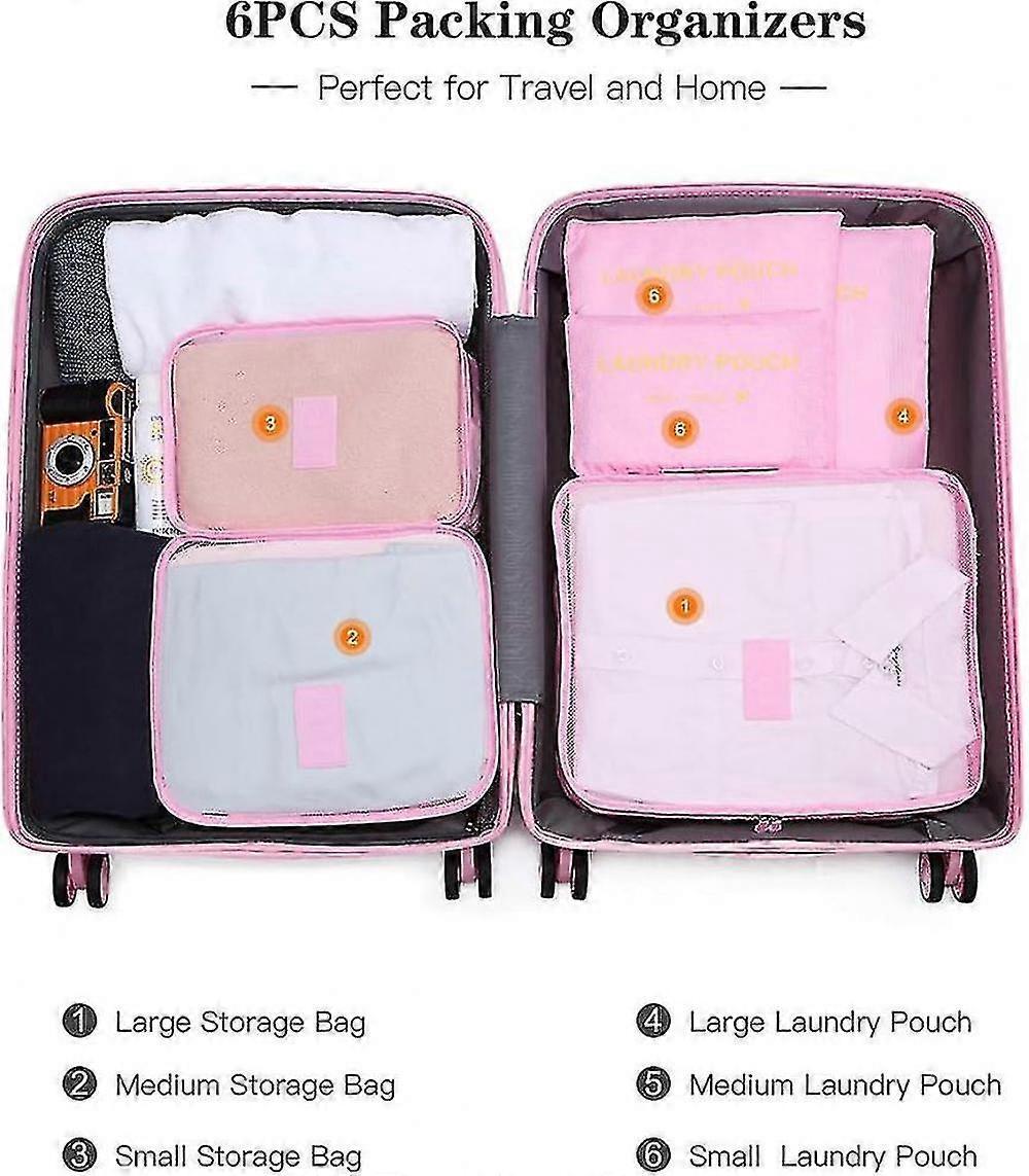6pcs Packing Cubes Travel Storage Zip Organizers for Clothes, Socks, Underwear V1263-JX-4375