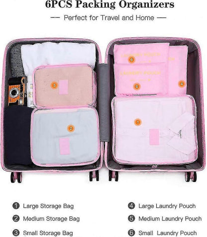 6pcs Packing Cubes Travel Storage Zip Organizers for Clothes, Socks, Underwear V1263-JX-4375