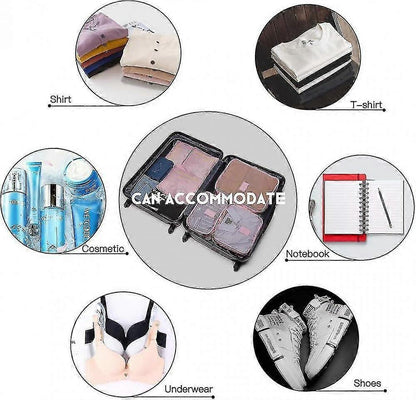 6pcs Packing Cubes Travel Storage Zip Organizers for Clothes, Socks, Underwear V1263-JX-4375