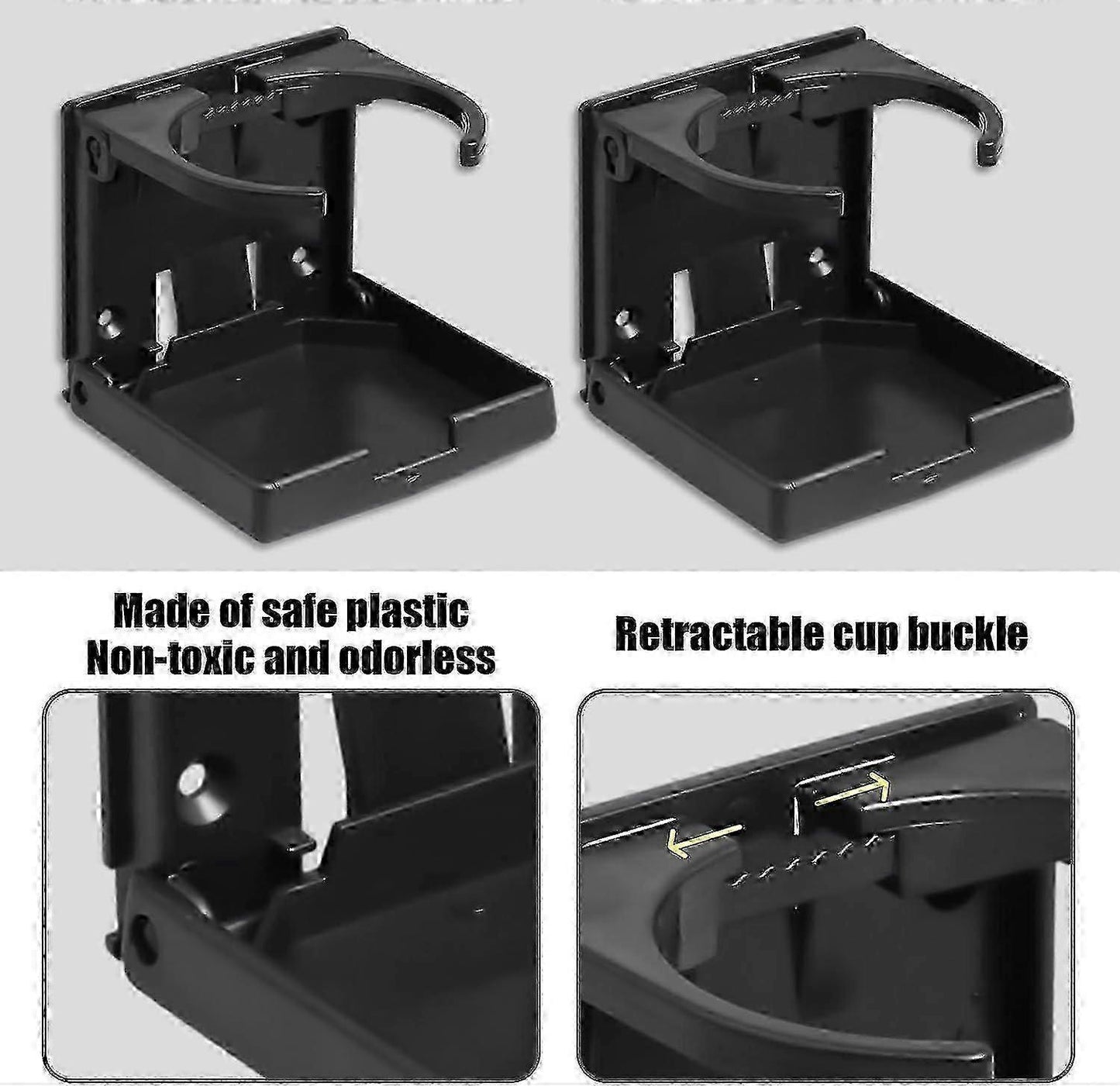 2pcs Adjustable Foldable Car Cup Holders - Portable Drink Holder Set Black V1263-JX-4378