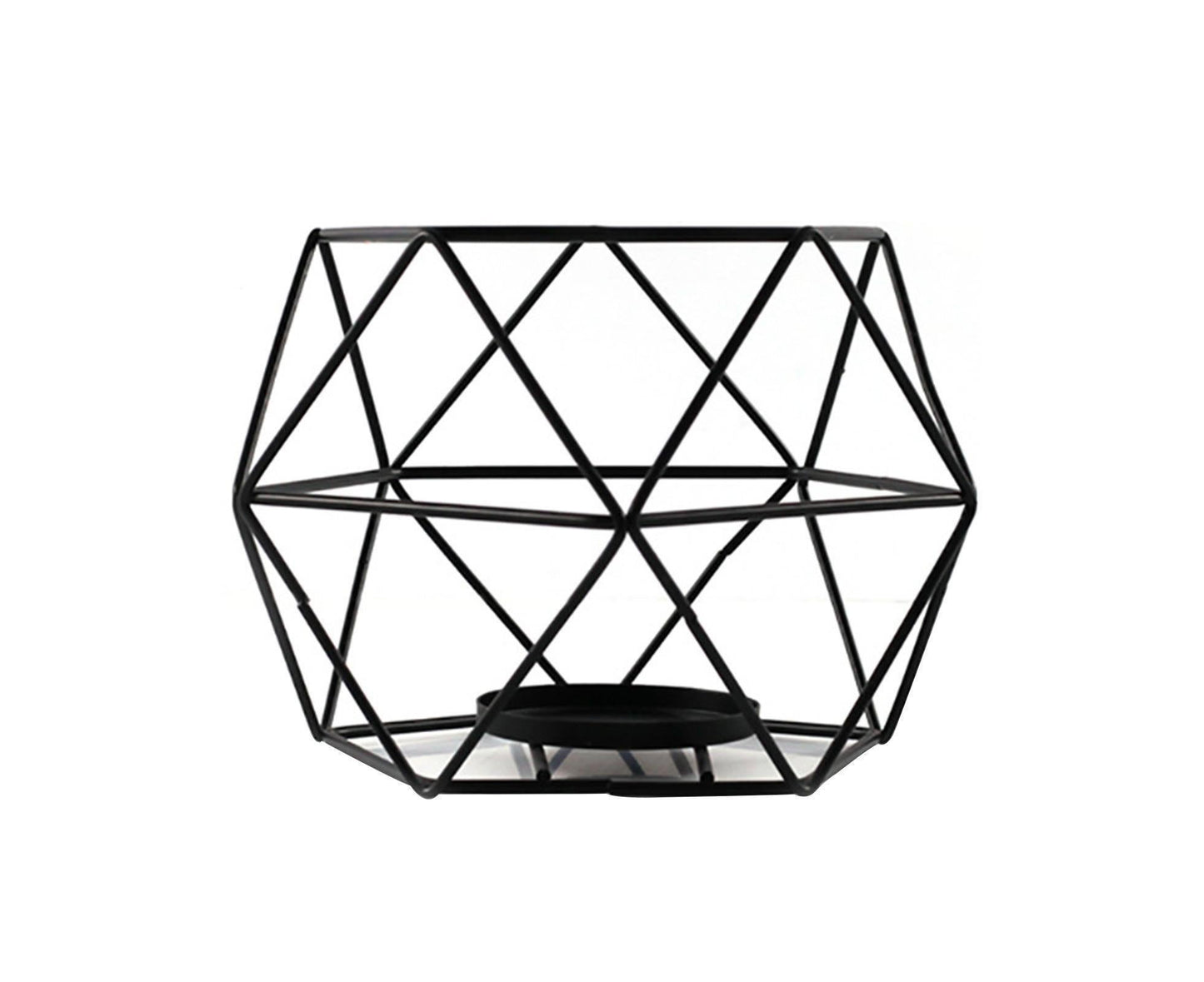 Nordic Style 3D Geometric Wrought Rack Candle Holder Candlestick Home Decoration-Black V1263-JX-438