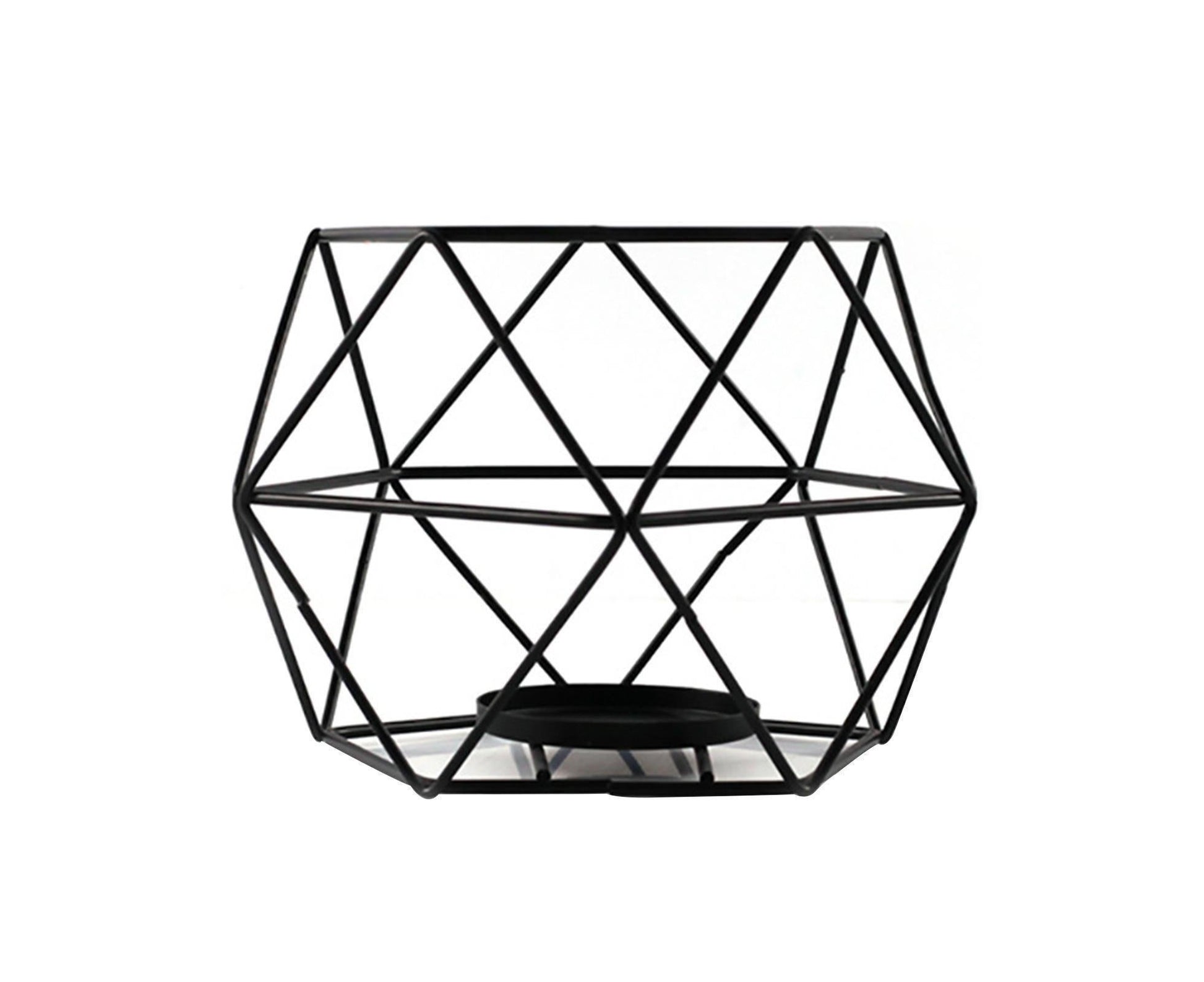 Nordic Style 3D Geometric Wrought Rack Candle Holder Candlestick Home Decoration-Black V1263-JX-438