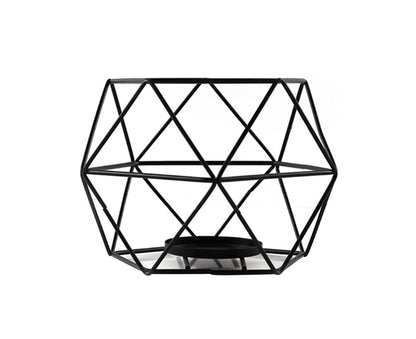 Nordic Style 3D Geometric Wrought Rack Candle Holder Candlestick Home Decoration-Black V1263-JX-438