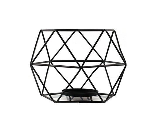Nordic Style 3D Geometric Wrought Rack Candle Holder Candlestick Home Decoration-Black V1263-JX-438