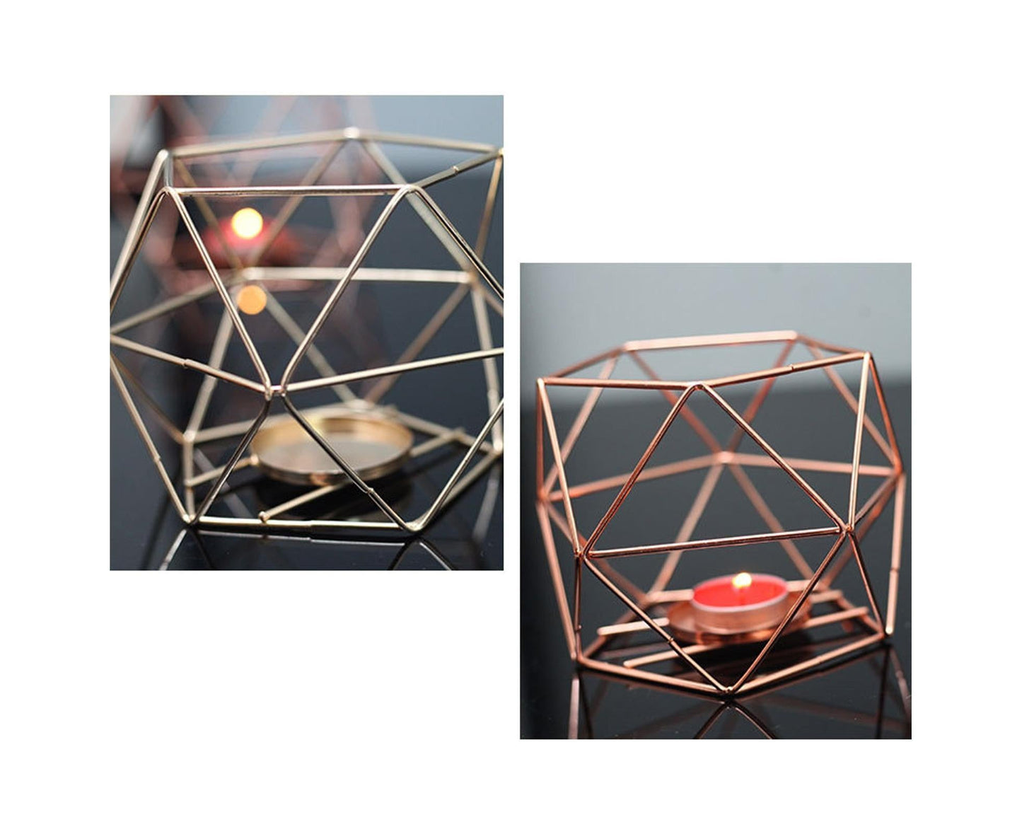Nordic Style 3D Geometric Wrought Rack Candle Holder Candlestick Home Decoration-Black V1263-JX-438