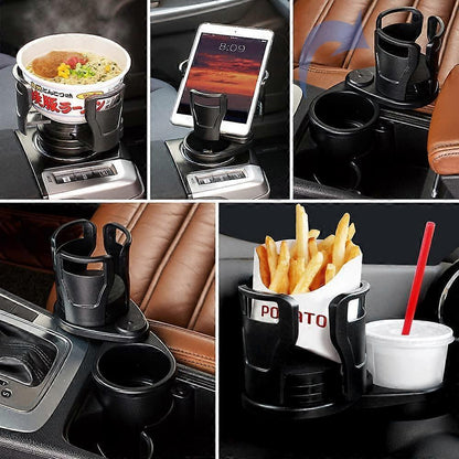2-in-1 Car Cup Holder Expander - Adjustable Multifunctional Organizer for Travel Use V1263-JX-4383