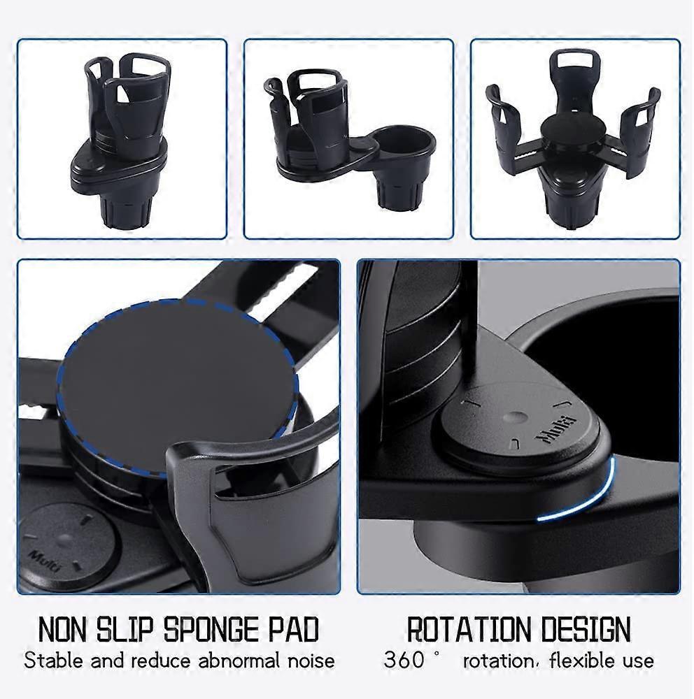 2-in-1 Car Cup Holder Expander - Adjustable Multifunctional Organizer for Travel Use V1263-JX-4383