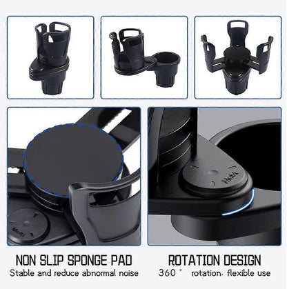 2-in-1 Car Cup Holder Expander - Adjustable Multifunctional Organizer for Travel Use V1263-JX-4383