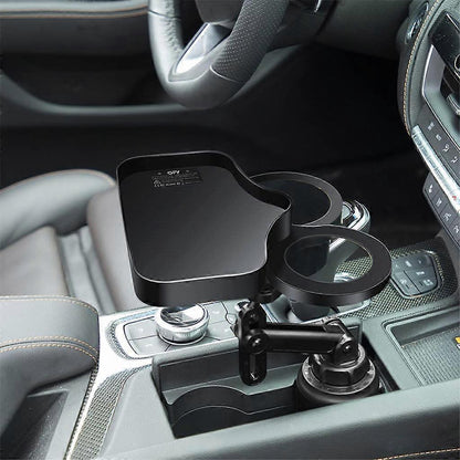 2-in-1 Multifunctional Car Cup Holder - Dual Drink Organizer Black Durable Plastic V1263-JX-4384