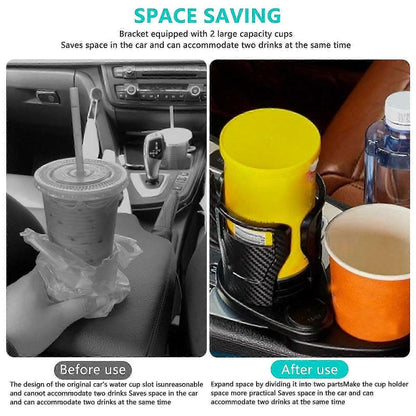 2-in-1 Double Car Cup Holder - 360 Swivel Multifunctional Holder for Coffee & Bottles V1263-JX-4394