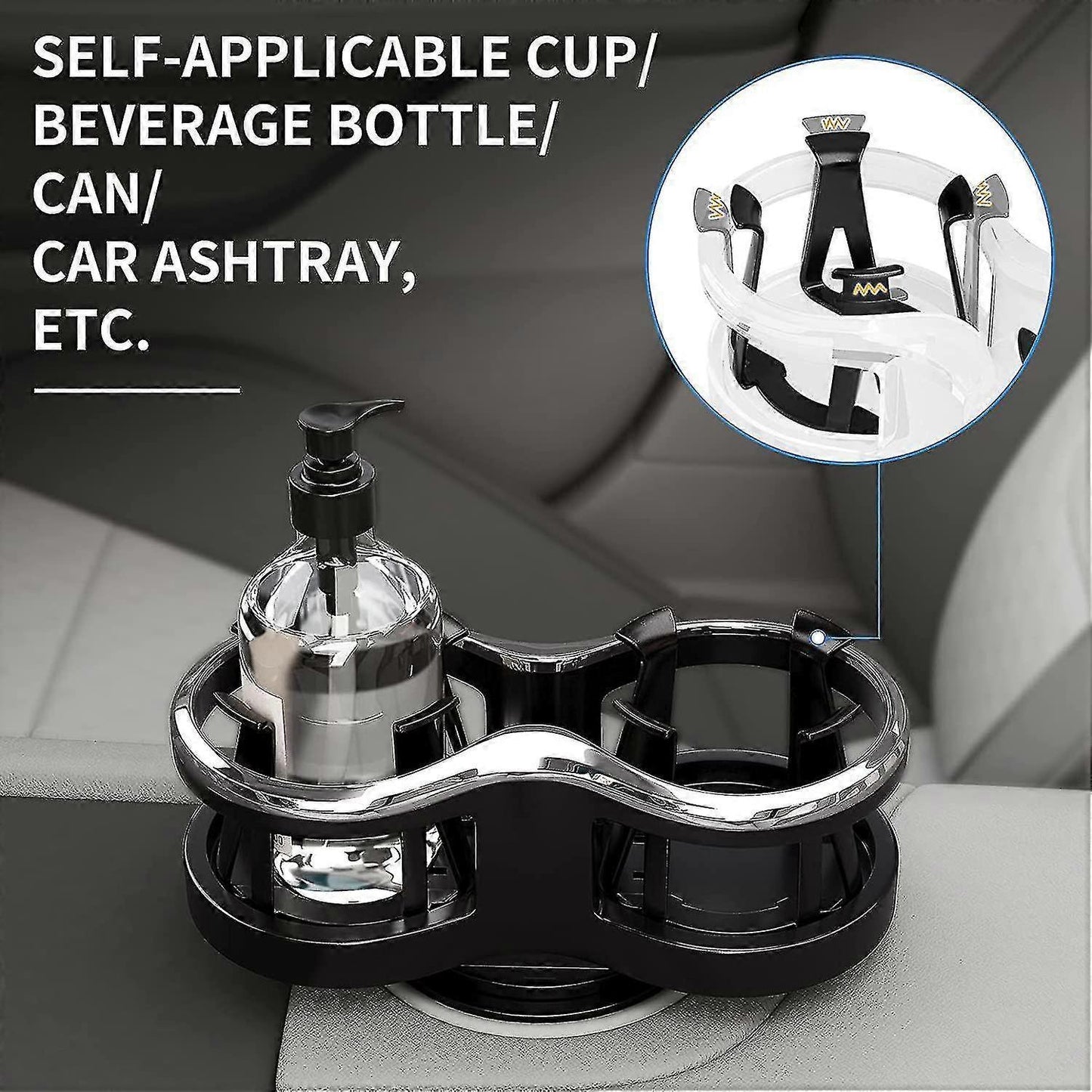 2-in-1 Car Drink Cup Holder - Adjustable Car Accessory for Bottle & Cans V1263-JX-4400