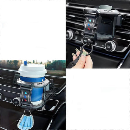 Car Cup Holder - Grey Universal Drink Organizer for Vehicle Use V1263-JX-4412