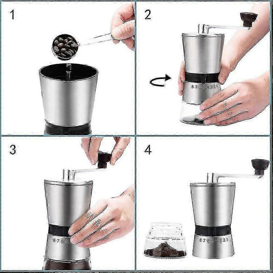 Manual Coffee Grinder - Stainless Steel Hand Mill for Coarse Coffee Grinding V1263-JX-4413