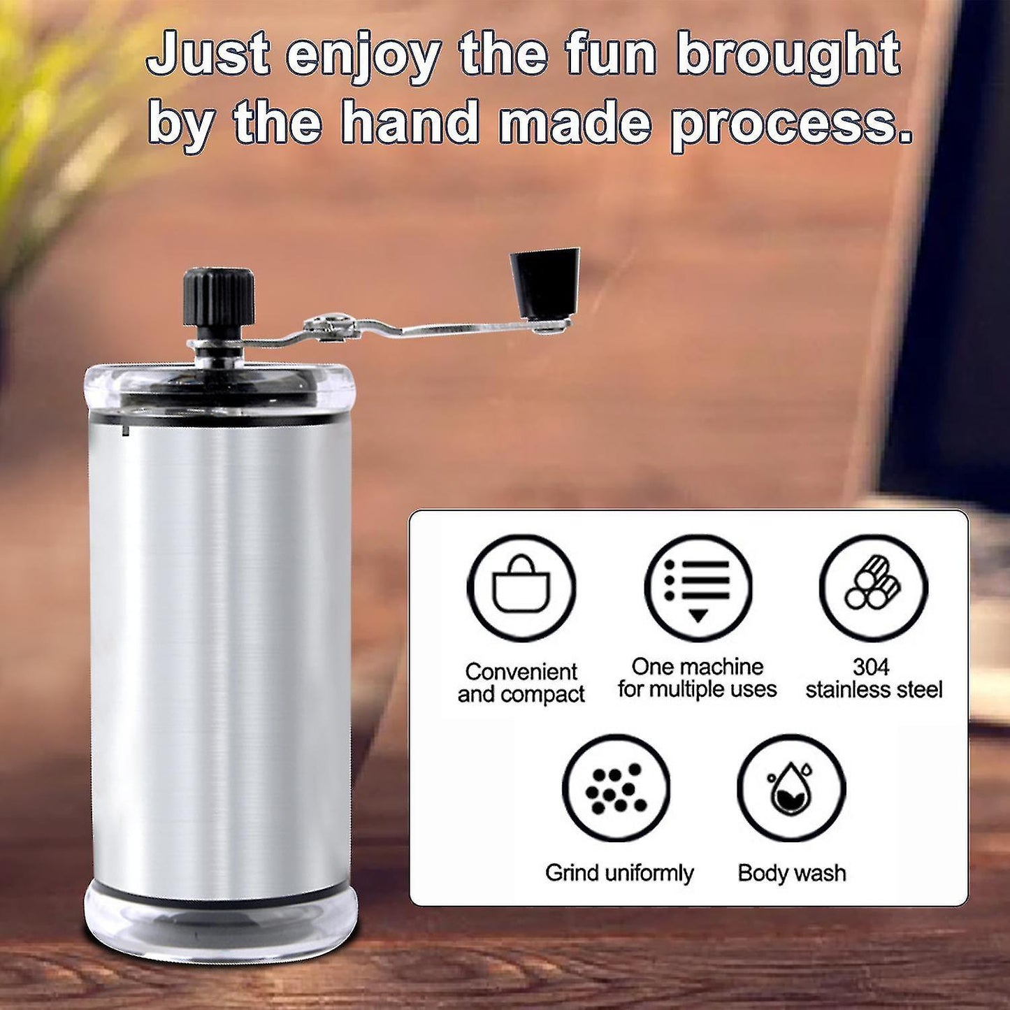 Manual Coffee Grinder - Hand Coffee Mill Bean Grinder for Drip & French Press V1263-JX-4418