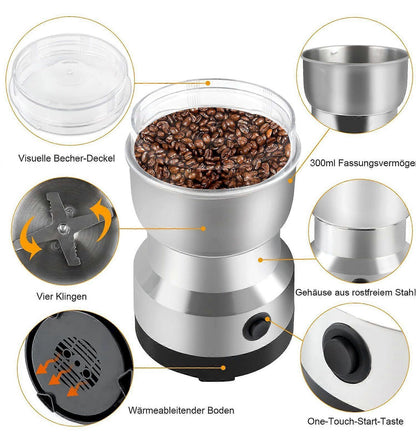 Electric Coffee Grinder - Stainless Steel Portable Spice Grinder for Coffee Beans V1263-JX-4423
