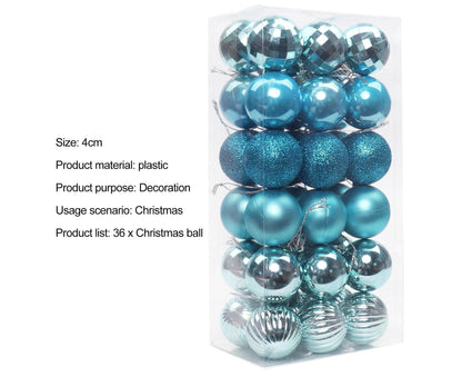 36Pcs 4cm Christmas Colorfast Unbreakable Ornament-Light Blue V1263-JX-443