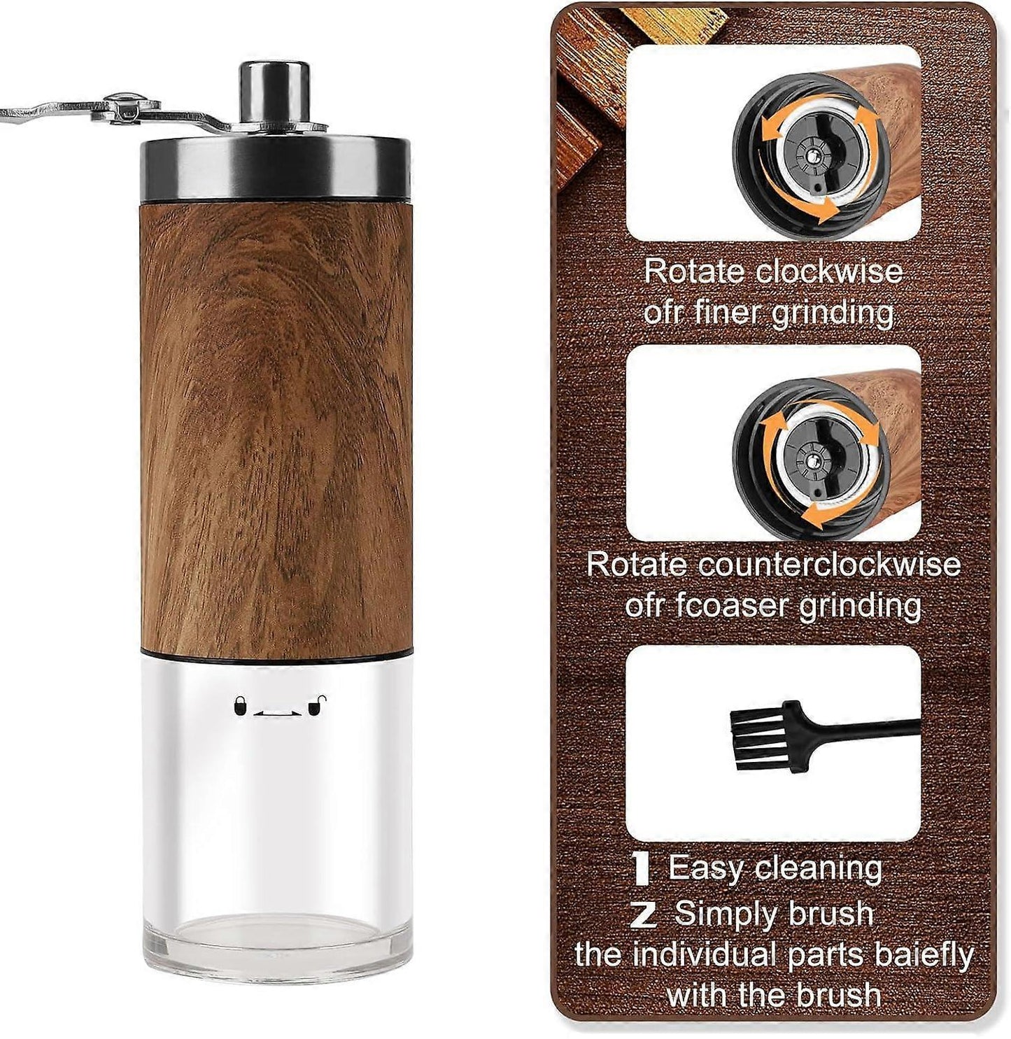 Manual Coffee Grinder - Ceramic Burr, Adjustable Grind Levels for Drip & Espresso V1263-JX-4431