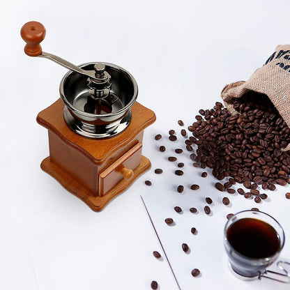 Wooden Hand Coffee Grinder - Manual Roller Mill with Ceramic Burrs V1263-JX-4442