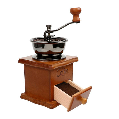 Wooden Hand Coffee Grinder - Manual Roller Mill with Ceramic Burrs V1263-JX-4442