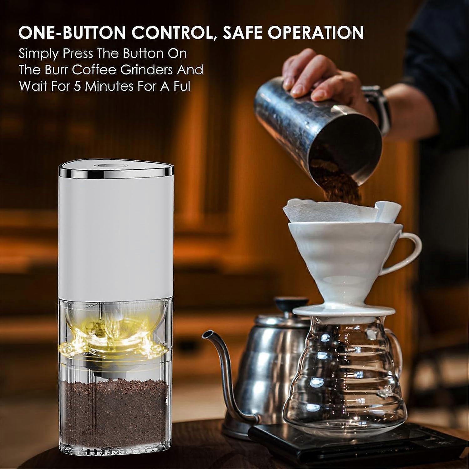 Electric Burr Coffee Grinder - Mini Automatic Bean Mill with LED Atmosphere Light V1263-JX-4443