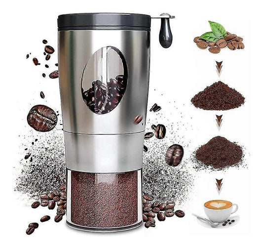 Manual Coffee Grinder - Foldable Hand Crank, Stainless Steel, Adjustable, Portable V1263-JX-4445