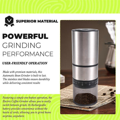Electric Coffee Grinder - Rechargeable USB Bean Mill, Portable Automatic Grinder V1263-JX-4446