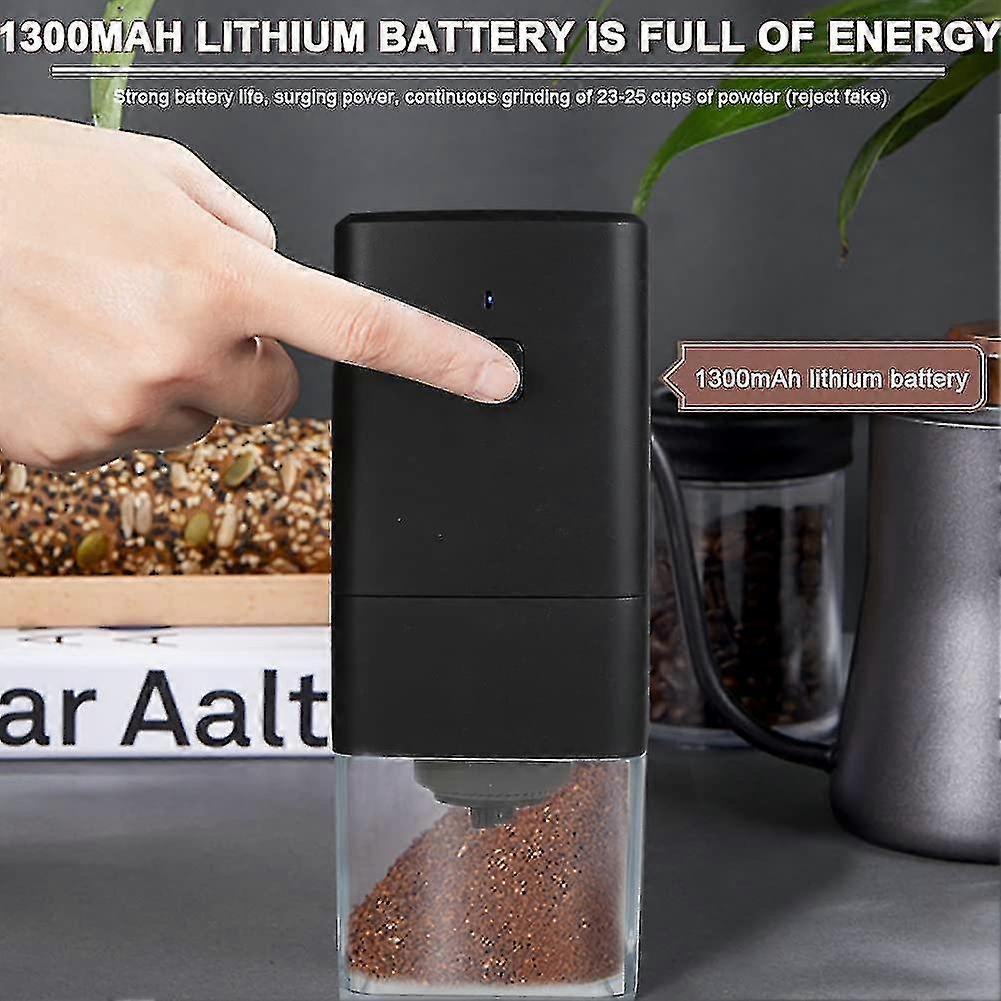 Portable Electric Coffee Grinder - USB Rechargeable, Adjustable Grind, 1300mAh Battery V1263-JX-4447