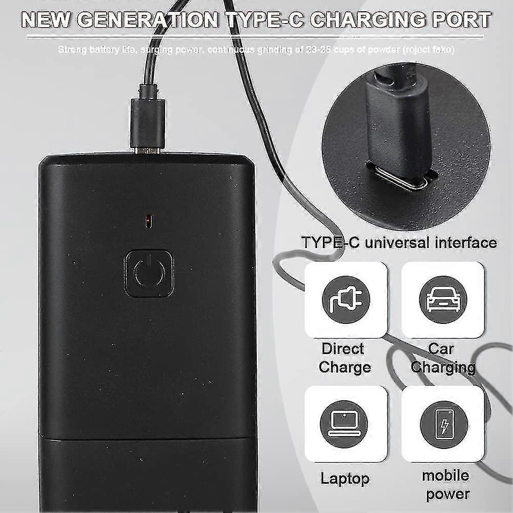 Portable Electric Coffee Grinder - USB Rechargeable, Adjustable Grind, 1300mAh Battery V1263-JX-4447