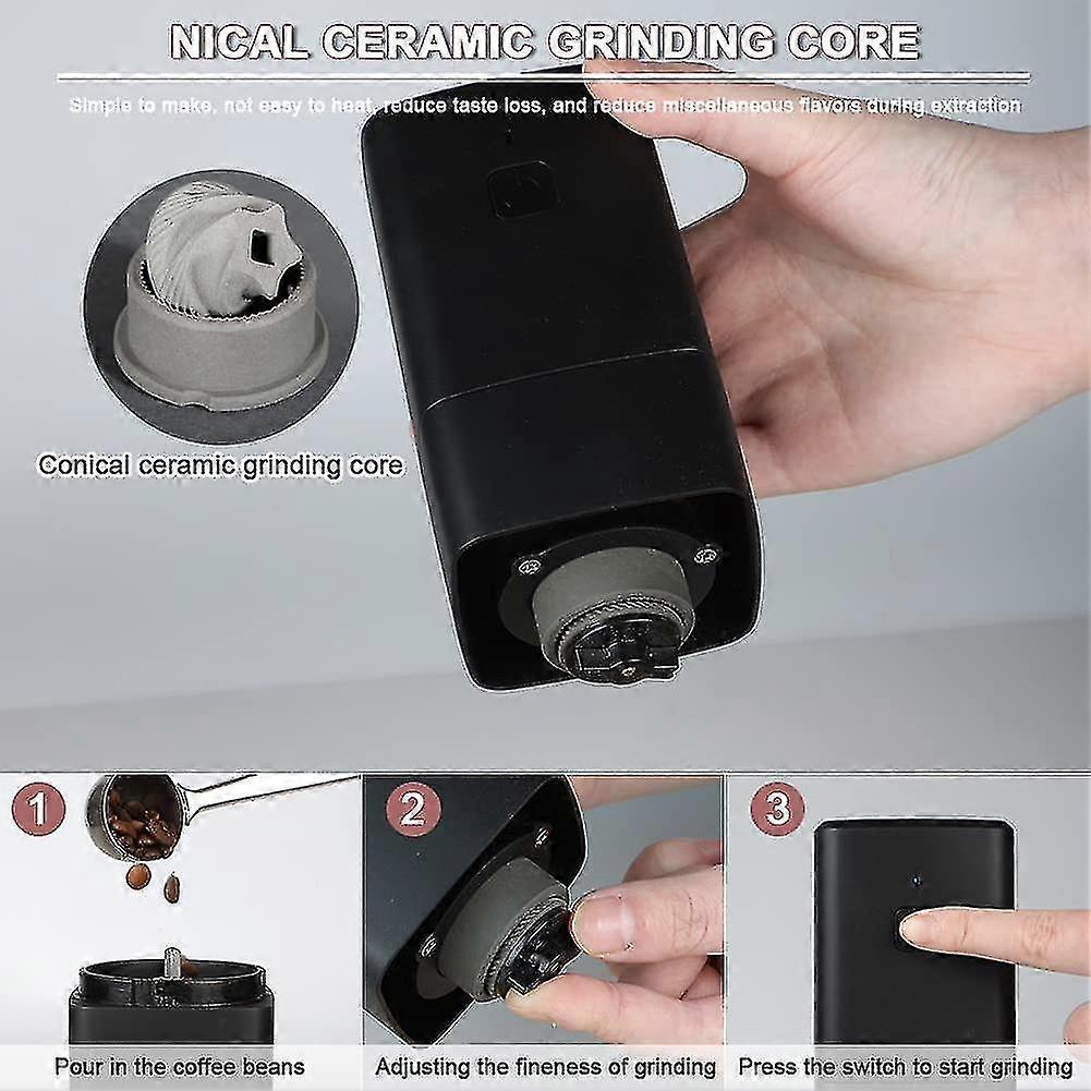 Portable Electric Coffee Grinder - USB Rechargeable, Adjustable Grind, 1300mAh Battery V1263-JX-4447