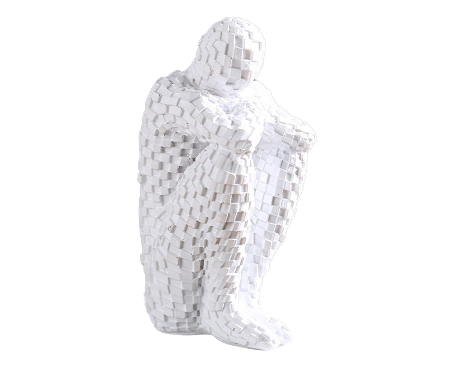 Abstract Thinker Statue Waterproof Resin Artistic Inspiration Thinker Sculpture Patio Decor-White V1263-JX-445