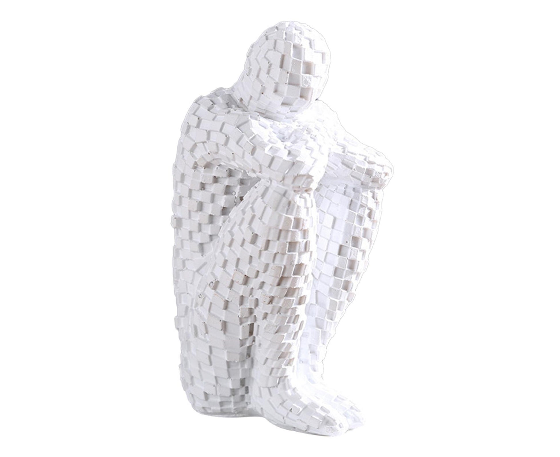 Abstract Thinker Statue Waterproof Resin Artistic Inspiration Thinker Sculpture Patio Decor-White V1263-JX-445