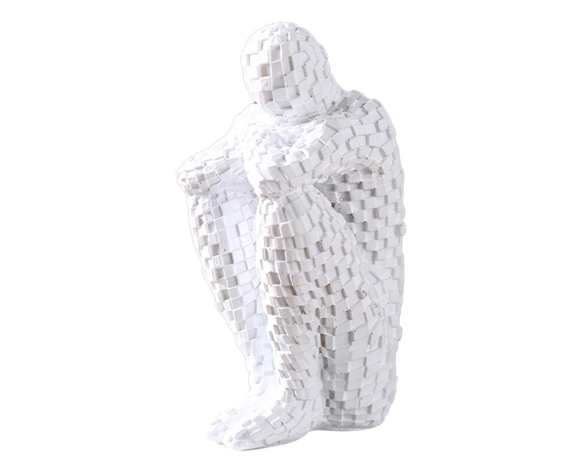 Abstract Thinker Statue Waterproof Resin Artistic Inspiration Thinker Sculpture Patio Decor-White V1263-JX-445