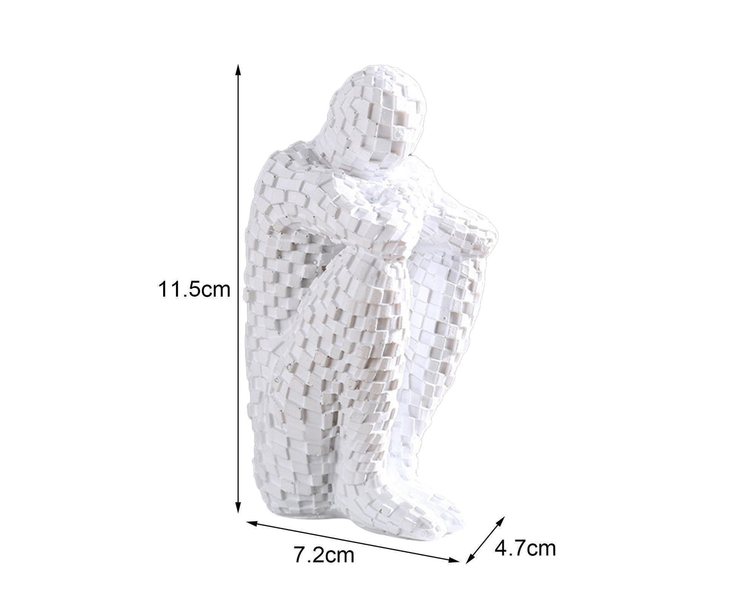 Abstract Thinker Statue Waterproof Resin Artistic Inspiration Thinker Sculpture Patio Decor-White V1263-JX-445