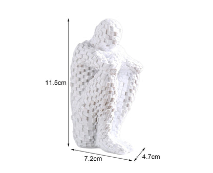 Abstract Thinker Statue Waterproof Resin Artistic Inspiration Thinker Sculpture Patio Decor-White V1263-JX-445