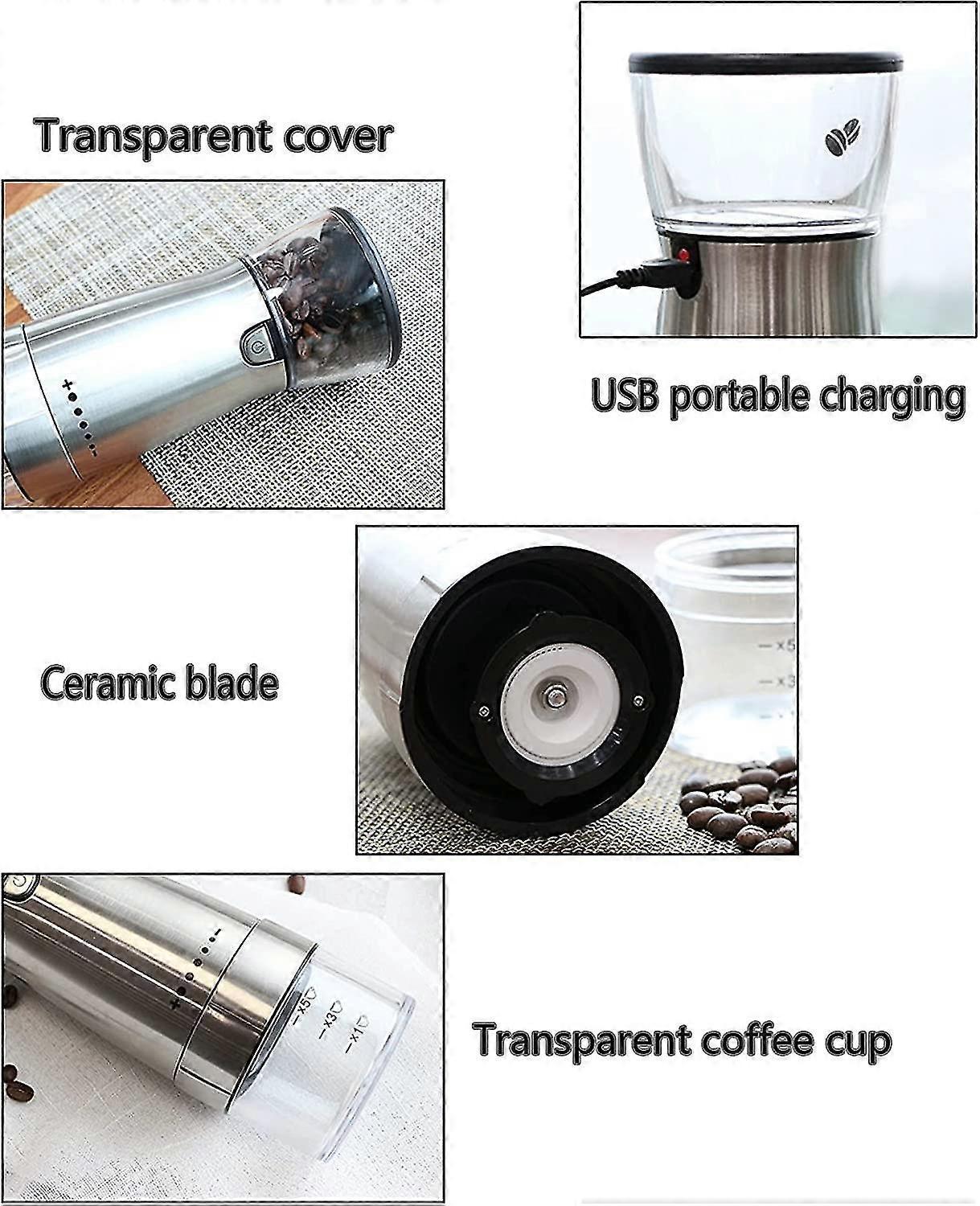 Electric Coffee Grinder - Portable Automatic Bean Grinder for Coffee & Spices V1263-JX-4453