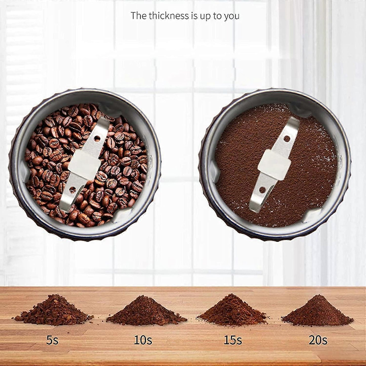 Electric Grinder - Multifunction Bean, Grain, Herb, and Spice Grinder with Steel Blades V1263-JX-4457