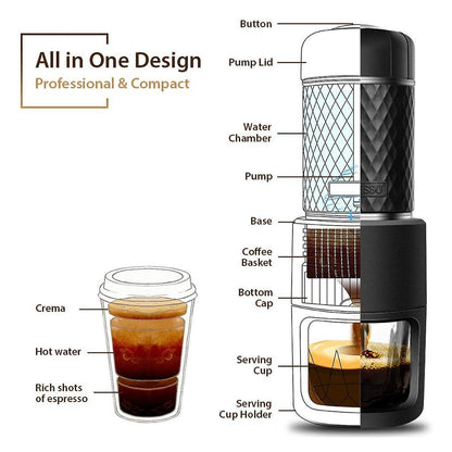 Manual Coffee Grinder - Hand Capsule Coffee Maker & Seasoning Grinder Combo Tool V1263-JX-4461