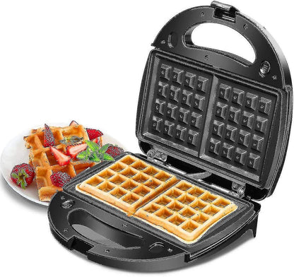 Waffle & Sandwich Maker - 2-in-1 Waffle Iron Panini Press Toaster Breakfast Machine V1263-JX-4467