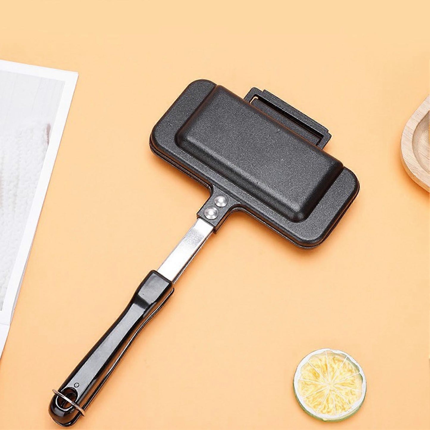 Stovetop Waffle Pan - Portable Nonstick Aluminum Waffle Maker for Family Breakfast (Type A) V1263-JX-4474