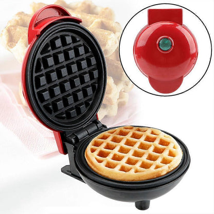 Mini Waffle Maker - Nonstick Round Red Waffle Machine for Parties, Babies & Holiday Treats V1263-JX-4475