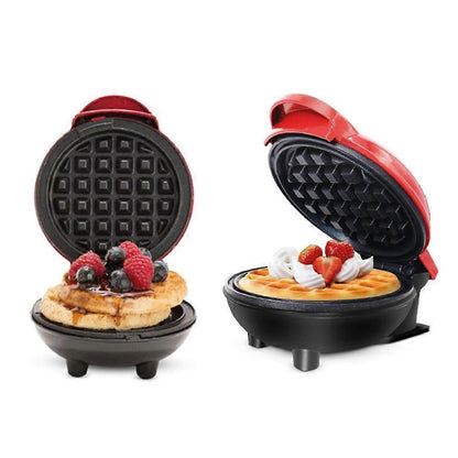 Mini Waffle Maker - Nonstick Round Red Waffle Machine for Parties, Babies & Holiday Treats V1263-JX-4475