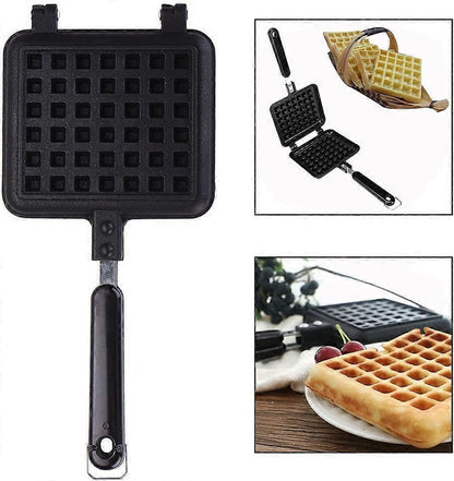 Manual Aluminum Waffle Maker - Handheld Waffle Cooker with Non-Stick Coating and Handle V1263-JX-4476