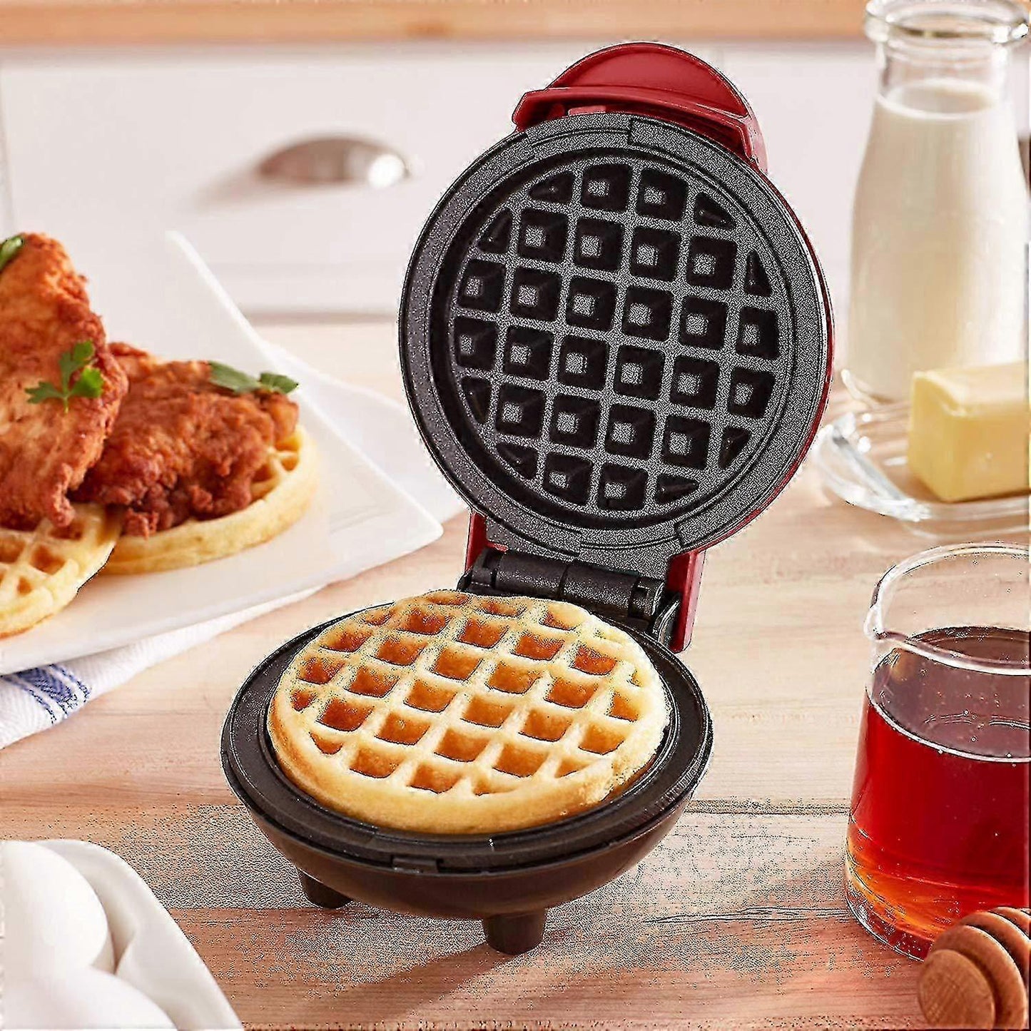 WXH Mini Waffle Maker - Electric Nonstick Round Waffle Grill Machine, Compact Design V1263-JX-4477