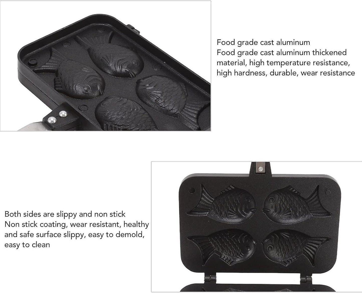 Taiyaki Fish Waffle Maker - Aluminum Nonstick Cake Waffle Pan for Japanese-Style Desserts V1263-JX-4479