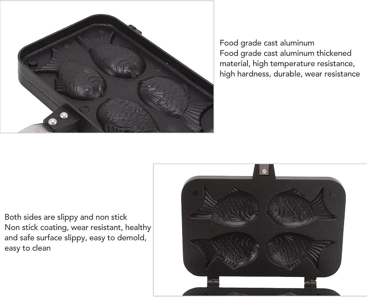 Taiyaki Fish Waffle Maker - Aluminum Nonstick Cake Waffle Pan for Japanese-Style Desserts V1263-JX-4479
